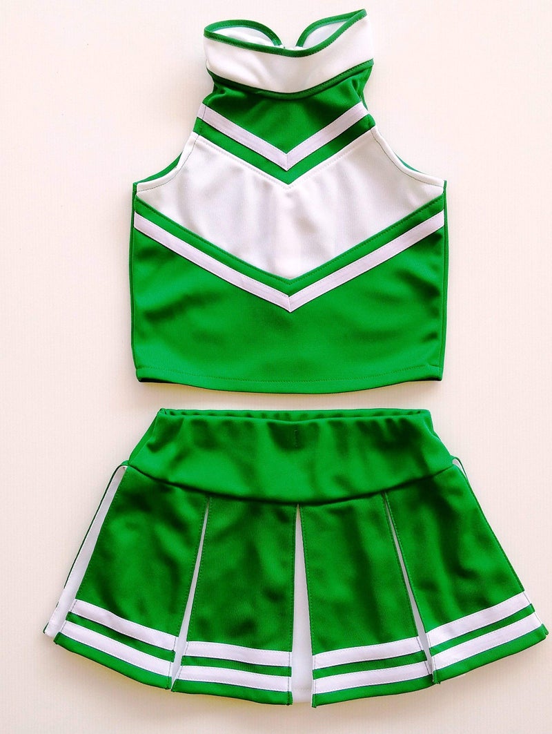 Total 2550 Little Girls' Cheerleader Cheerleading Outfit, Green/White, Size S / 2-5 Years - Image 5